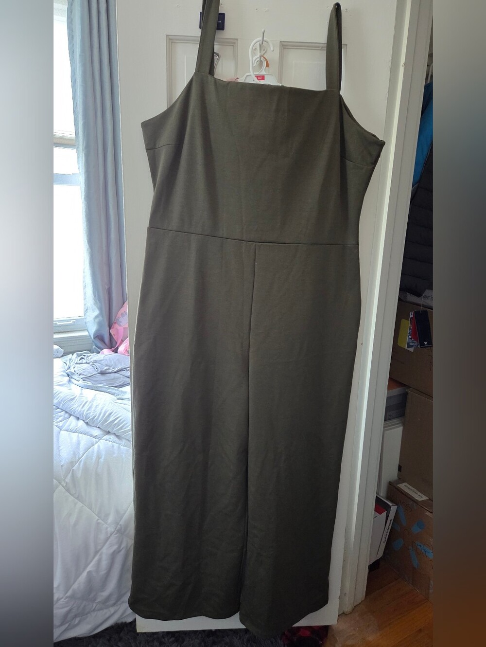 GAP Olive Strapless-Style Wide Leg Jumpsuit